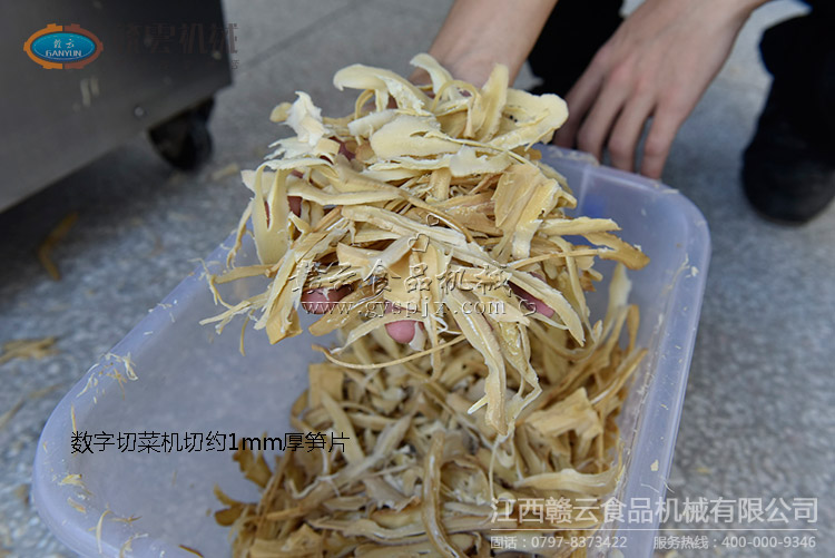 變頻調(diào)速后切約1mm左右厚度筍絲片